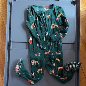 Angel dear Green Kids One Piece with Festive Print